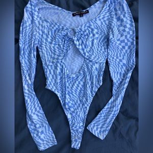 Blue Checkered Bodysuit